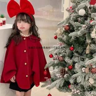 New Girls' New Year Clothes Costume Cloak Coat Autumn and Winter New Children's Girl's New Year Hooded