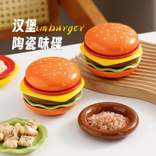 Cute Creative Hamburger Ceramic Tableware Gift Household Dinner Plate Plate Plate Dishpoint Dishpoint Plate Nice Soup Bowl