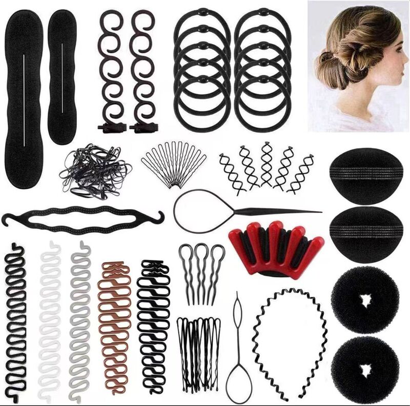 ヘア用品のヘアアイロンセットの髪の針の団子の頭のつぼみの髪の形の理髪道具|undefined