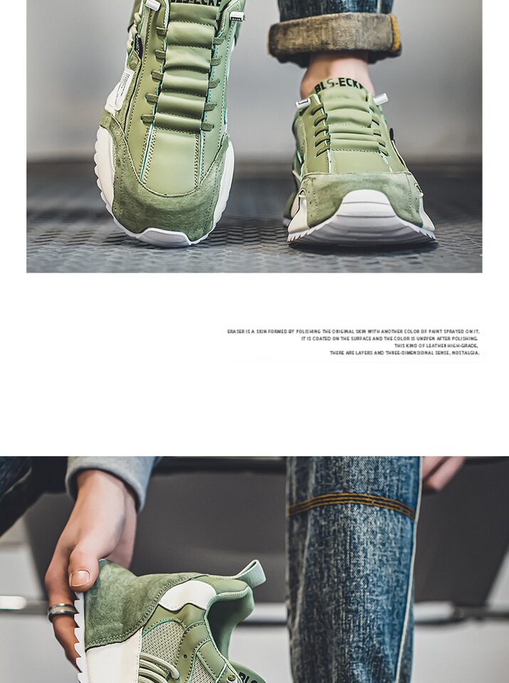 Giày thể thao nam sneaker thoáng khí đế cao su gót thấp tăng chiều cao — C681 màu trắng, C681 màu xanh lá, C681 màu đen chi tiết 7