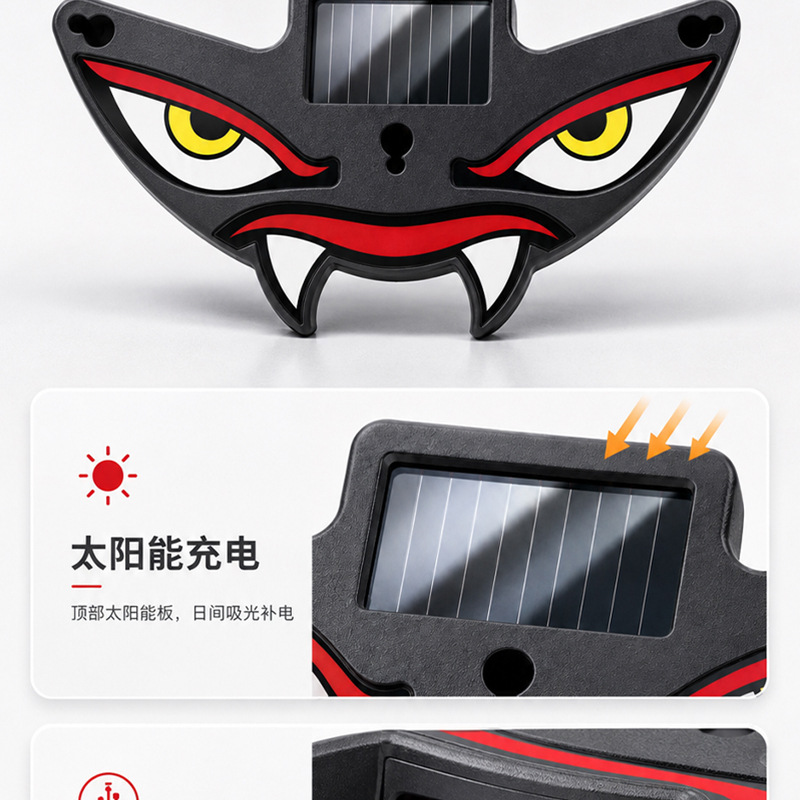 Cross-border solar-powered dynamic devil's eye LED warning light for cars, trucks, and vans