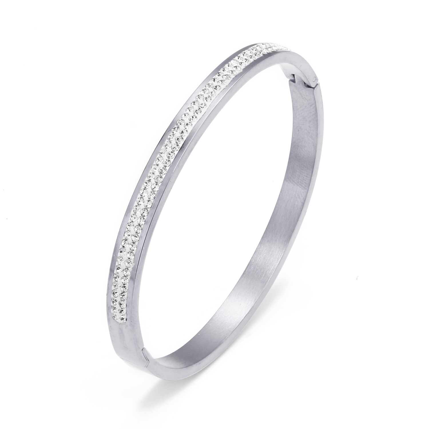 1 Piece Quantity Daily, Street Occasion Wholesale Lady Circle Stainless Steel Zircon Bangle