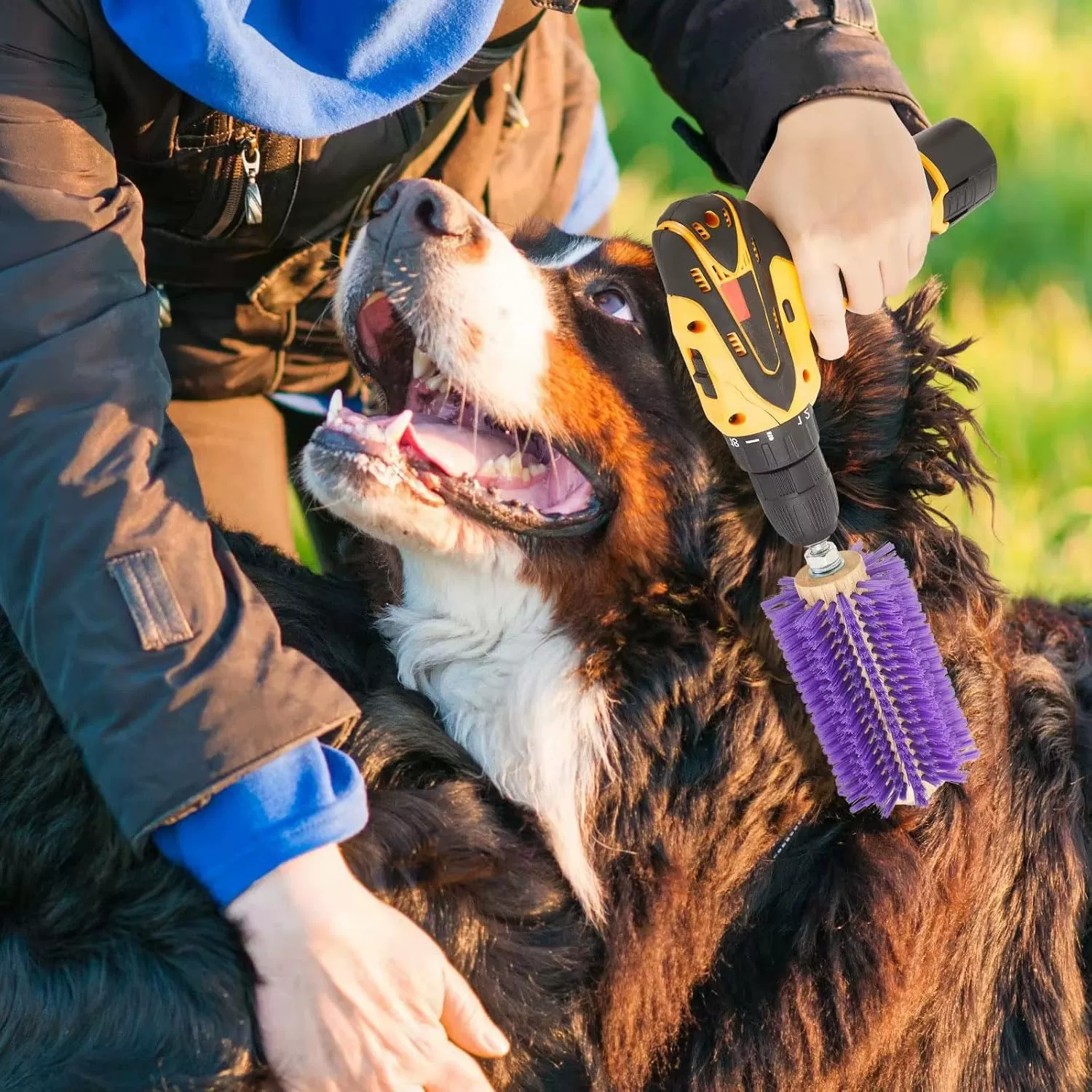 Ручная дрель для домашних животных, электрическая щетка для удаления волос, цилиндрическая нейлоновая чистящая расческа, полностью автоматическая массажная щетка для коров и лошадей, против зуда
