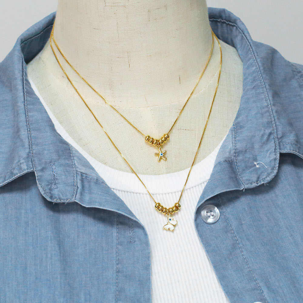 Fashion Star Butterfly Elephant Copper Necklace Plating Zircon Copper Necklaces