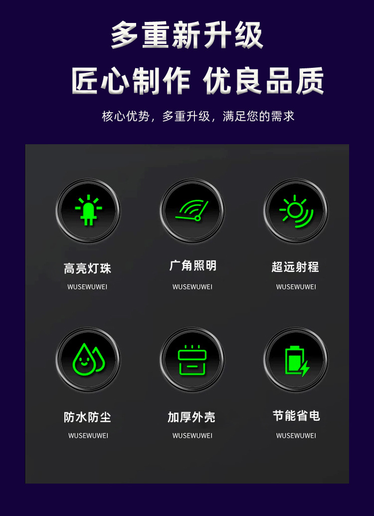 Three-sided high-brightness spotlight for electric vehicles, motorcycles, and cars, universal ultra-bright LED light for electric tricycles, curved surface