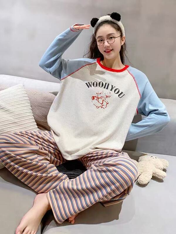 秋冬季女德绒睡衣2025新款可爱猫咪韩版学生可外穿套装加厚家居服|undefined