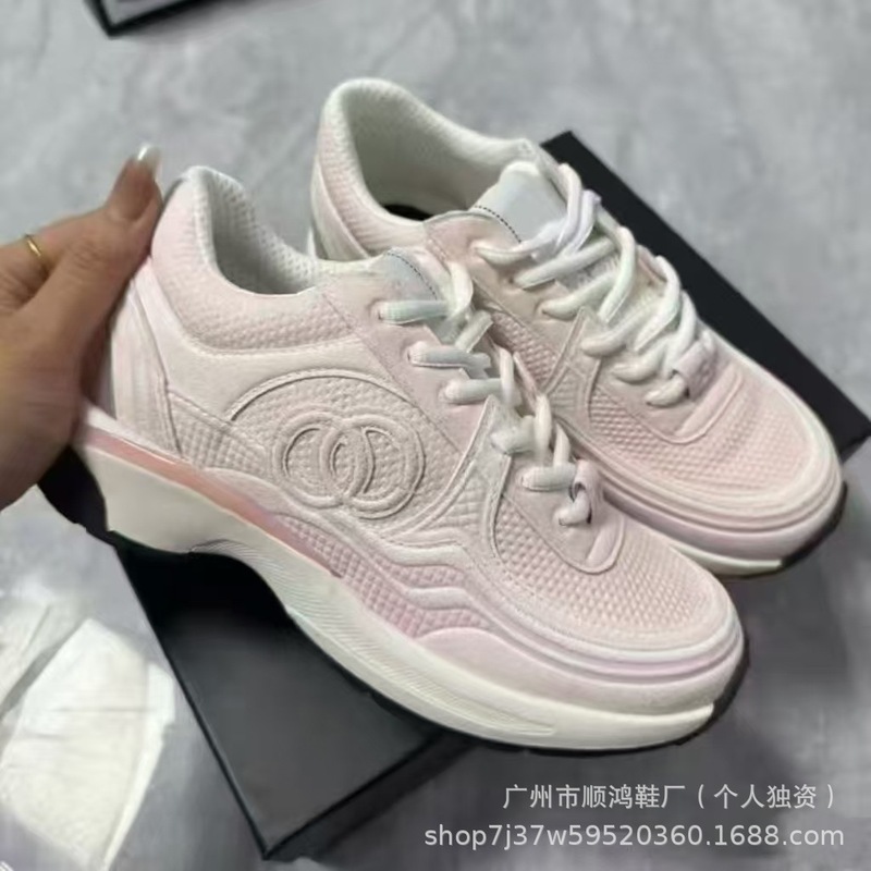 高版银角大王运动鞋真皮厚底老爹鞋网面百搭系带透气休闲运动鞋女|undefined