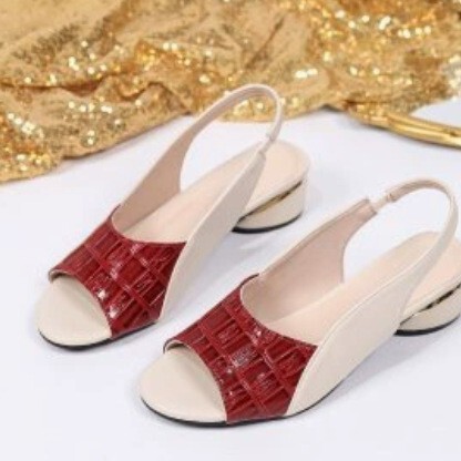 Women's mid-heel chunky heel peep-toe sandals, direct from manufacturer, European and American soft leather new style large size sandals for outdoor wear, cross-border