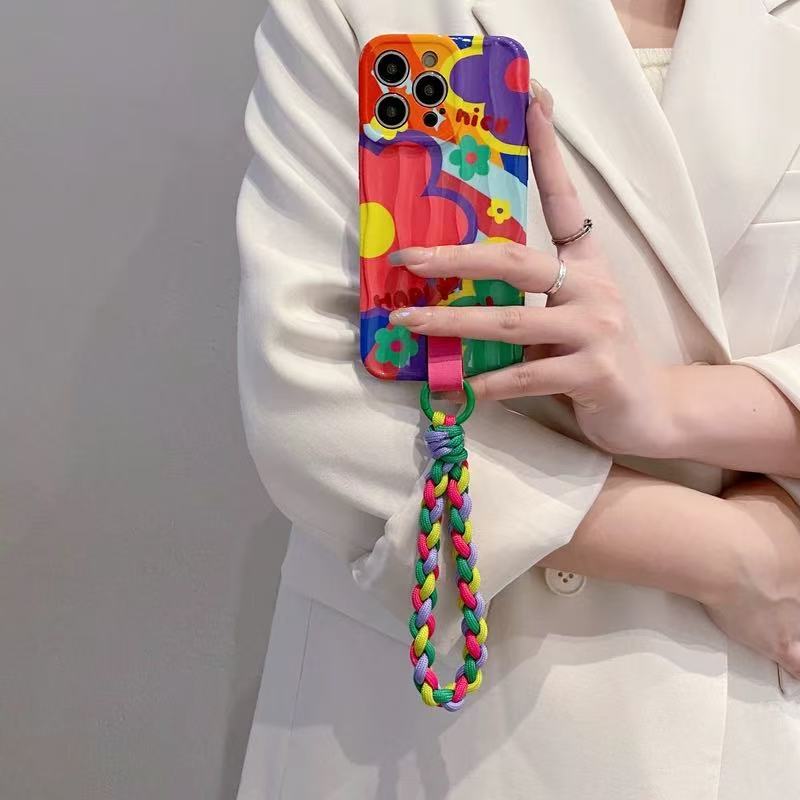 Flor de color dopamina iPhone16ProMax mensajero 15 funda para teléfono móvil para Apple 13 femenino 14 nuevo 16