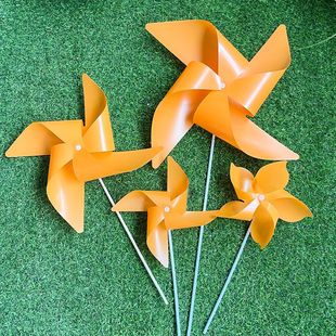 Orange Windmill Waterproof Handheld Thickened Orange Windmill Kindergarten Decorative Outdoor Handmade Toys