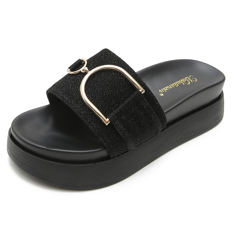 A drop shipping factory source of goods muffin thick-bottom net red sandals and slippers women wear 2022 new small size slippers_voghion.com