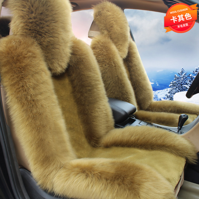 Winter wool car seat cushion plush seat cover pure wool long hair winter wool pad warm thickened car mat popular online