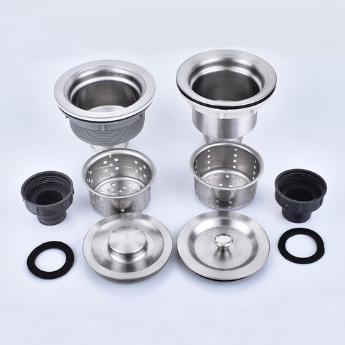 Kitchen sink drainer, single and double drain pipes, stainless steel dish basin, pool cover, cage, water seal cover set