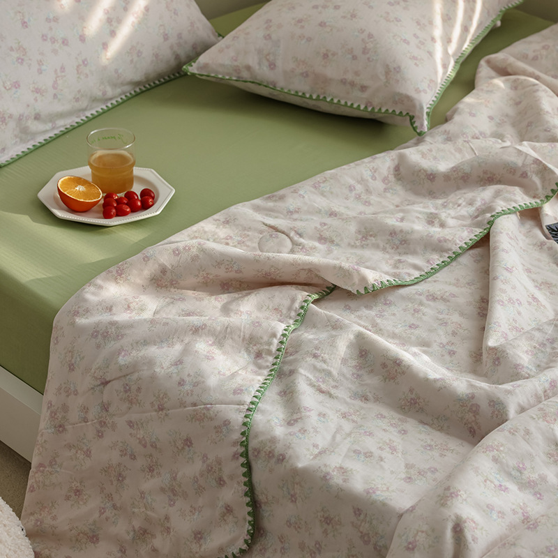 Edredón fresco de verano de fibra de soja de algodón, juego de cuatro piezas de algodón puro para el hogar, edredón de verano lavable a máquina, aire acondicionado individual, edredón fino
