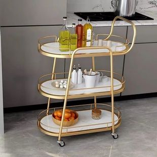 Scandinavian Dining Cart Commercial Home Restaurant Mobile Cart Hotel Club High-End Wine Three-Layer Cart Dining Cart