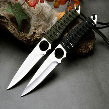 戶外刀不銹鋼便攜編繩直刀刀具野外求生高硬度多用途鋒利水果折刀