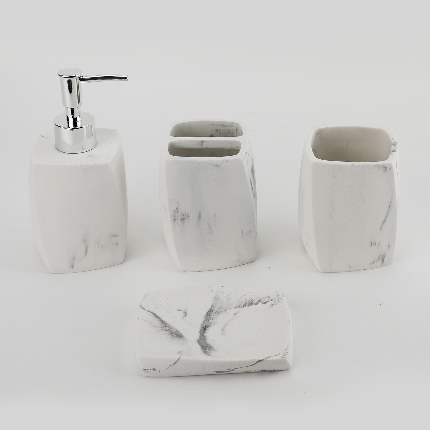 Venta caliente transfronteriza Juego de baño de resina para el hogar nórdico Botella de desinfectante de manos con patrón de mármol Juego de lavado de baño de cuatro piezas