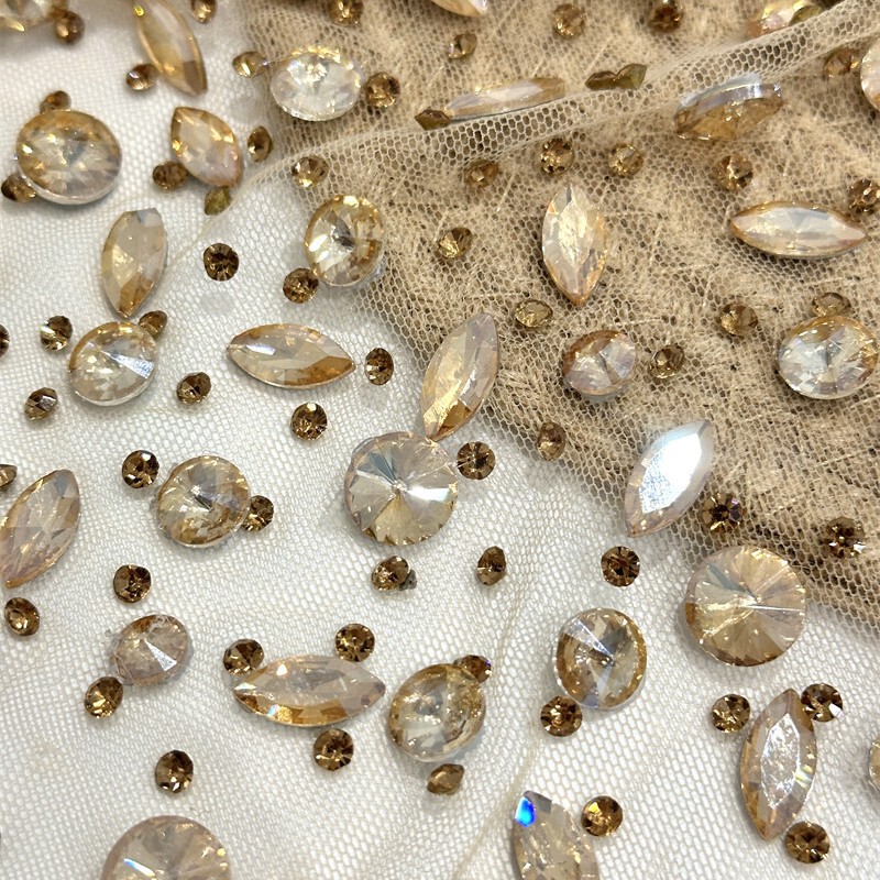 Gradient Handmade Pointed Bottom Diamond Mesh Fabric Fashion Dinner Performance Music Festival Party Dress Fabric