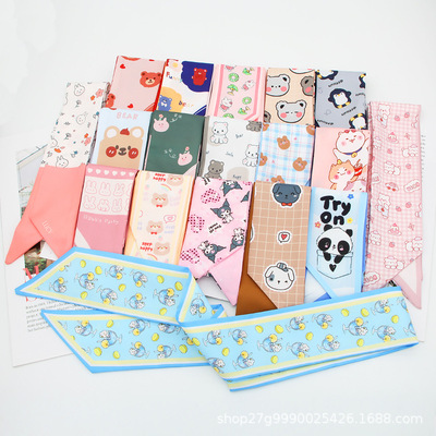 長條百搭絲巾綁發帶ins蝴蝶結字母碎花飄帶綁包包伴手禮綁帶飾帶