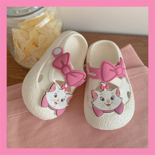 2025 Summer New Children's Cave Shoes Outdoor Wear Cute Cartoon Mary Cat Girl EVA Soft-soled Princess Shoes