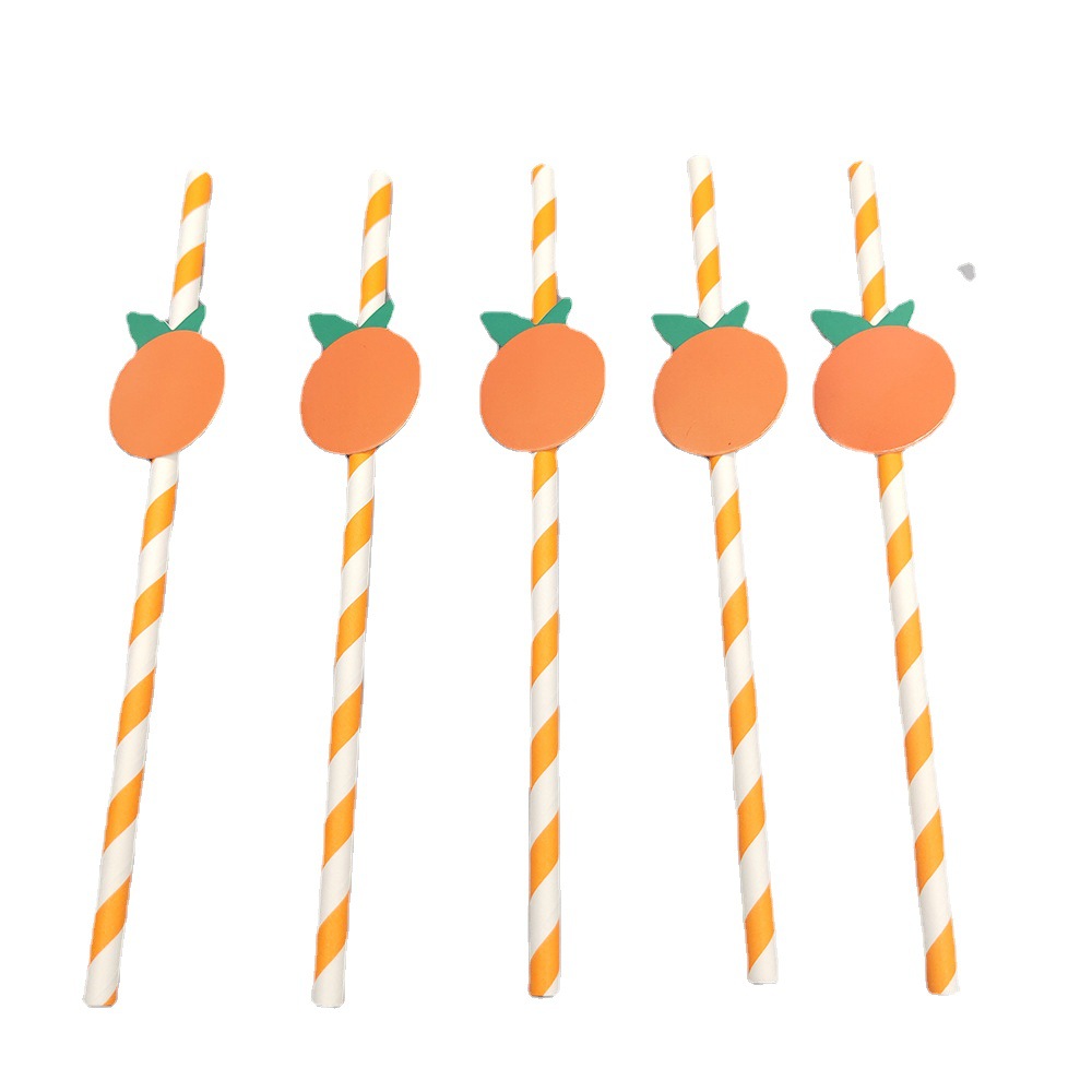 En stock creativo fiesta paja de papel paja desechable papel Kraft degradable bar bebida pastelería paja decorativa