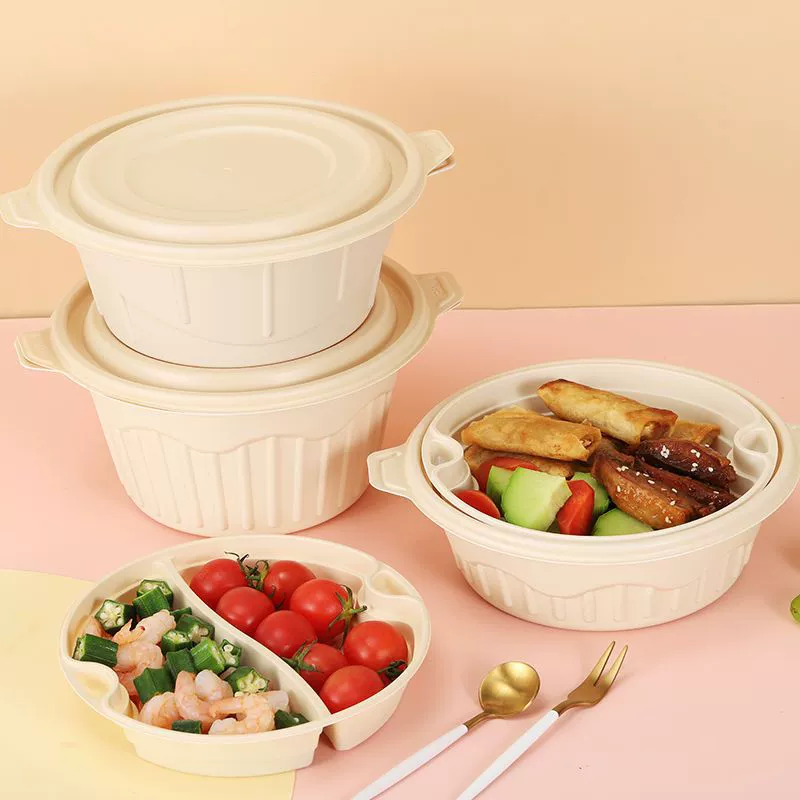 Disposable corn starch lunch box can degrade take -out round packing box environmentally friendly food -grade soup square lunch box