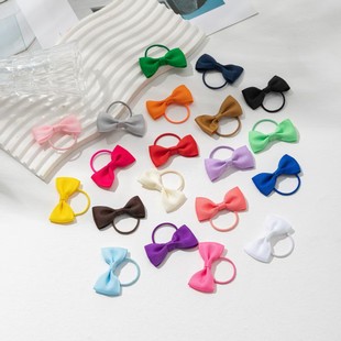 Manufacturer's Ready Stock. Hot Selling in Foreign Trade Cross-Border. 20 Colors 2inch Flat Knot Hair Ties and Hair Ropes for Kidsren with Ribbed Bows