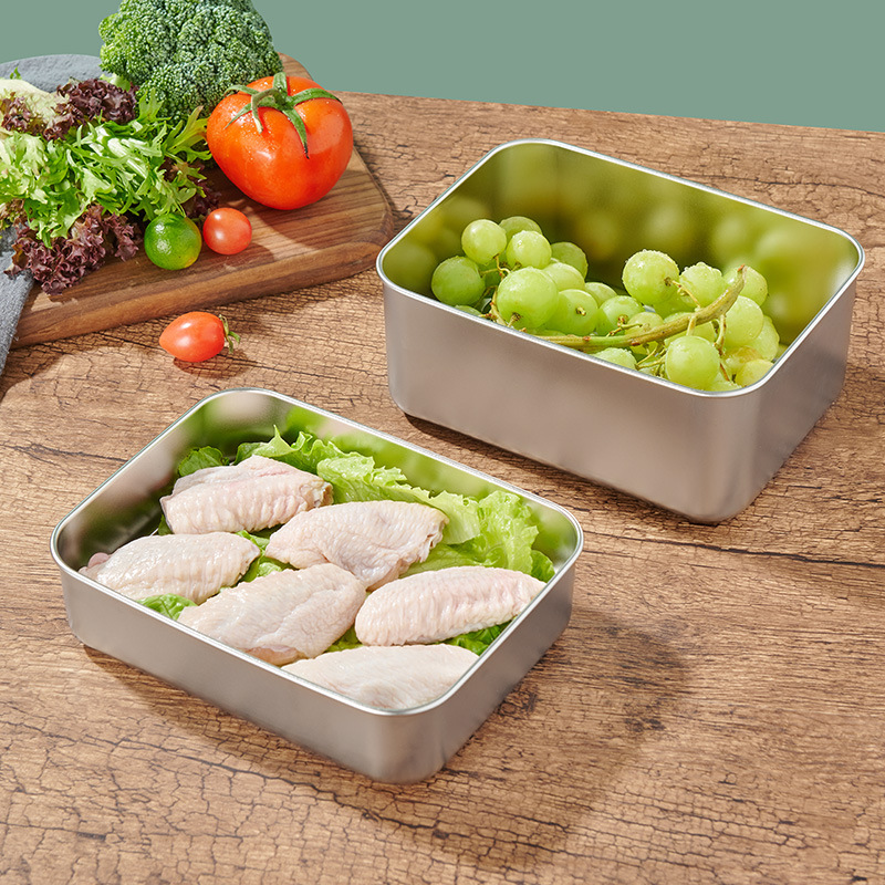 Acero inoxidable crisper hogar sellado grado alimenticio refrigerador con tapa carne de pescado congelado caja refrigerada