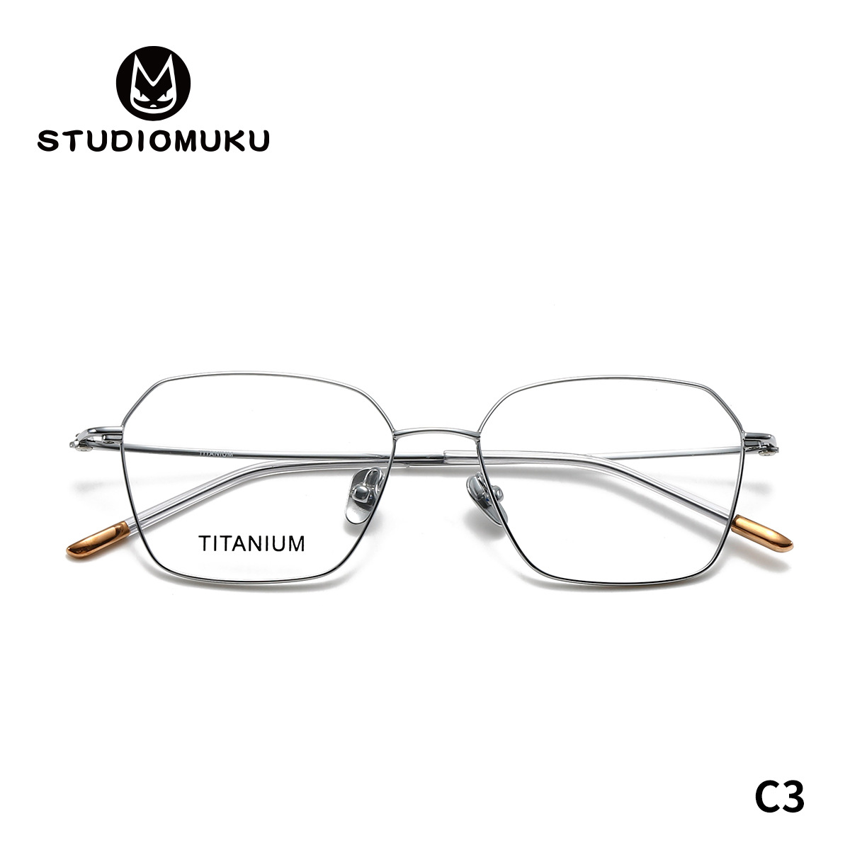 Gafas de madera STUDIOMUKU, buenas para la suerte, monturas de gafas poligonales, monturas de gafas simples ultraligeras