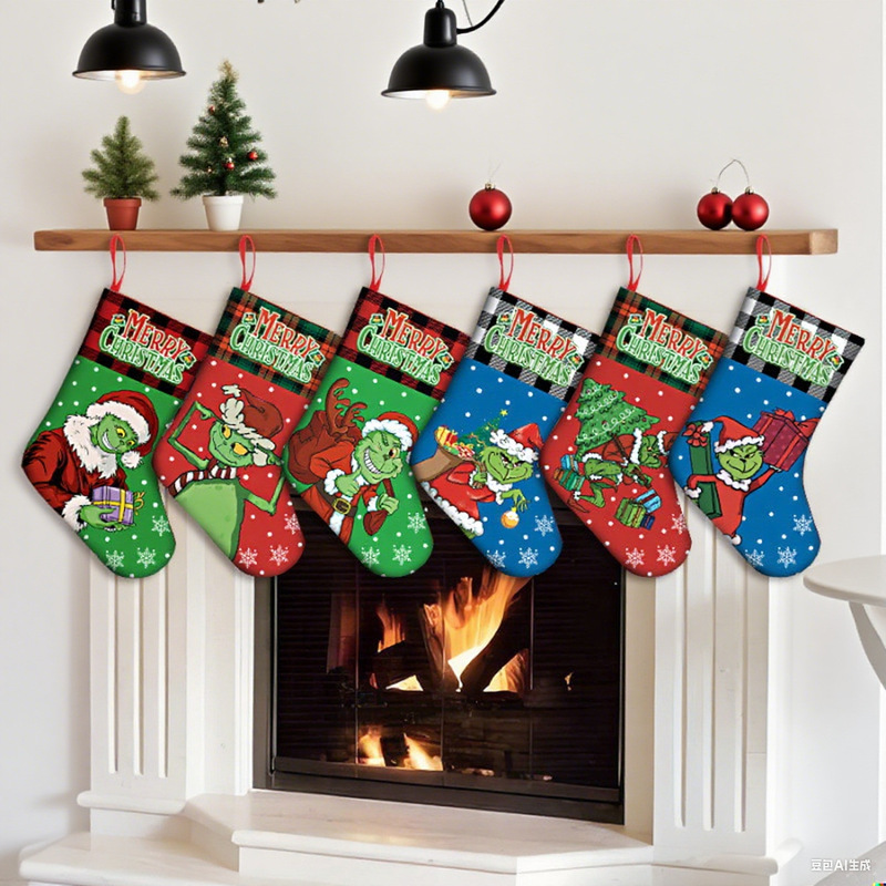 Cross-Border New Christmas Party Decorations Grinch Green Furry Monster Christmas Socks Holiday Decoration Gift Bags Christmas Cross-Border New Christmas Party Decorations Grinch Green Furry Monster Christmas Socks Holiday Decoration Gift Bags Christmas