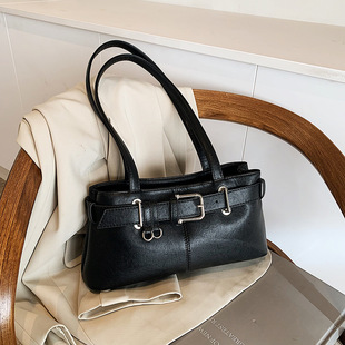 2024 New Niche High-end Hot Girl Motorcycle Bag Women's Retro Trendy Bagel Bag Large Capacity Shoulder Underarm Bag