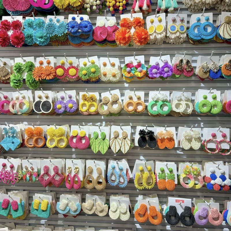 ホリデースタイルラフィアフラワータッセルイヤリング女性用、甘くてファッショナブルでハイエンドのイヤリング、ヨーロッパとアメリカのクロスボーダーイヤリング卸売|undefined