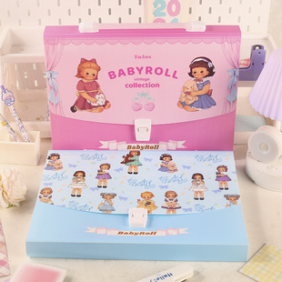 Portable Organ Bag Egg Roll Sister Series Cute Cartoon Student Test Paper Storage Office File Organ Bag