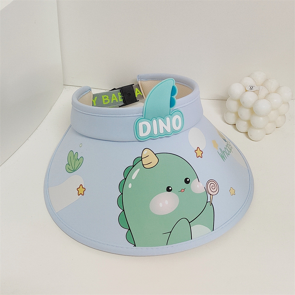 Niños de verano dibujos animados dinosaurio sombrilla exterior protección solar grandes aleros lindo sombrero de techo vacío protección UV sombrero de sol