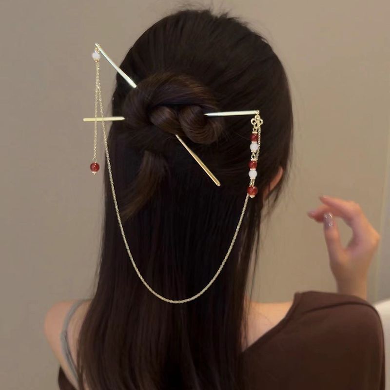 日常简约古风流苏发簪步摇旗袍头饰女盘发簪子发钗新中式汉服发饰