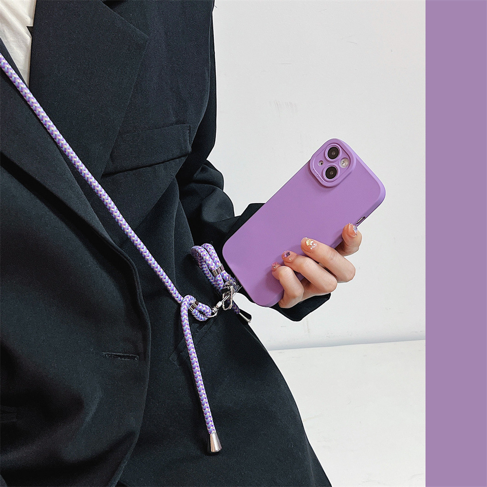 Anti-Perdida Anti-caída crossbody tarjeta trasera caja del teléfono cordón colgante joyería Honda para Apple 15 caja del teléfono