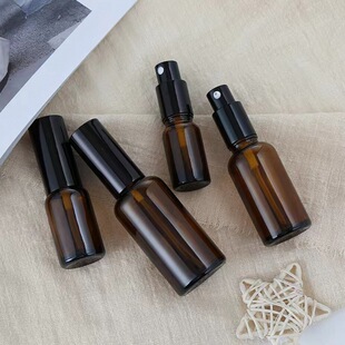 Brown dark small essence oil bottle in stock brown glass spray bottle essence oil bottle press type essence liquid sub-bottle