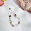 46 Short Painted Beads Pink Stars
