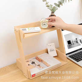 木质桌面玩具手办置物架双层杂物整理手掌书本收纳架简易书架