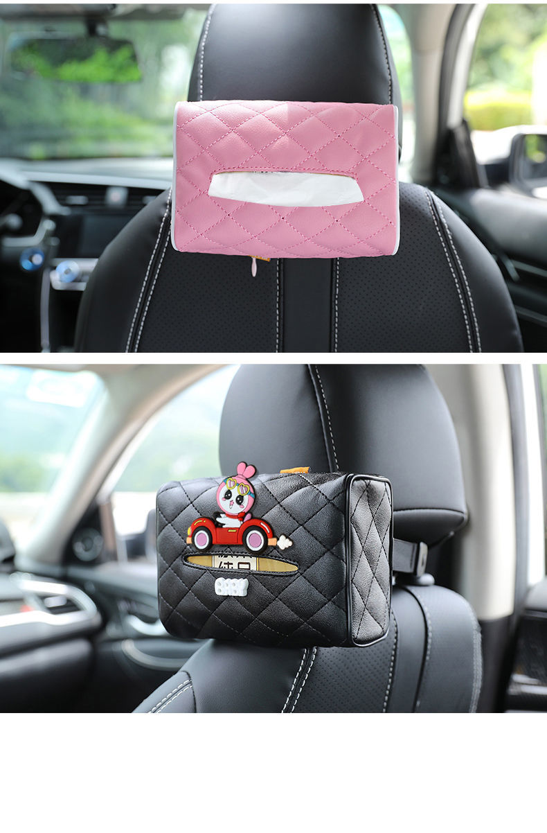 Internet Celebrity Car Tissue Box Leather Car Tissue Box Fixed Armrest Box Hanging Sun Visor Multifunctional Tissue Box