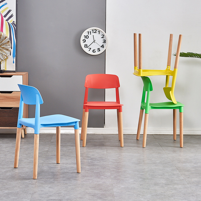 silla de plástico nórdica moderna silla de espera silla de madera maciza silla de respaldo casera para adultos silla de madera maciza