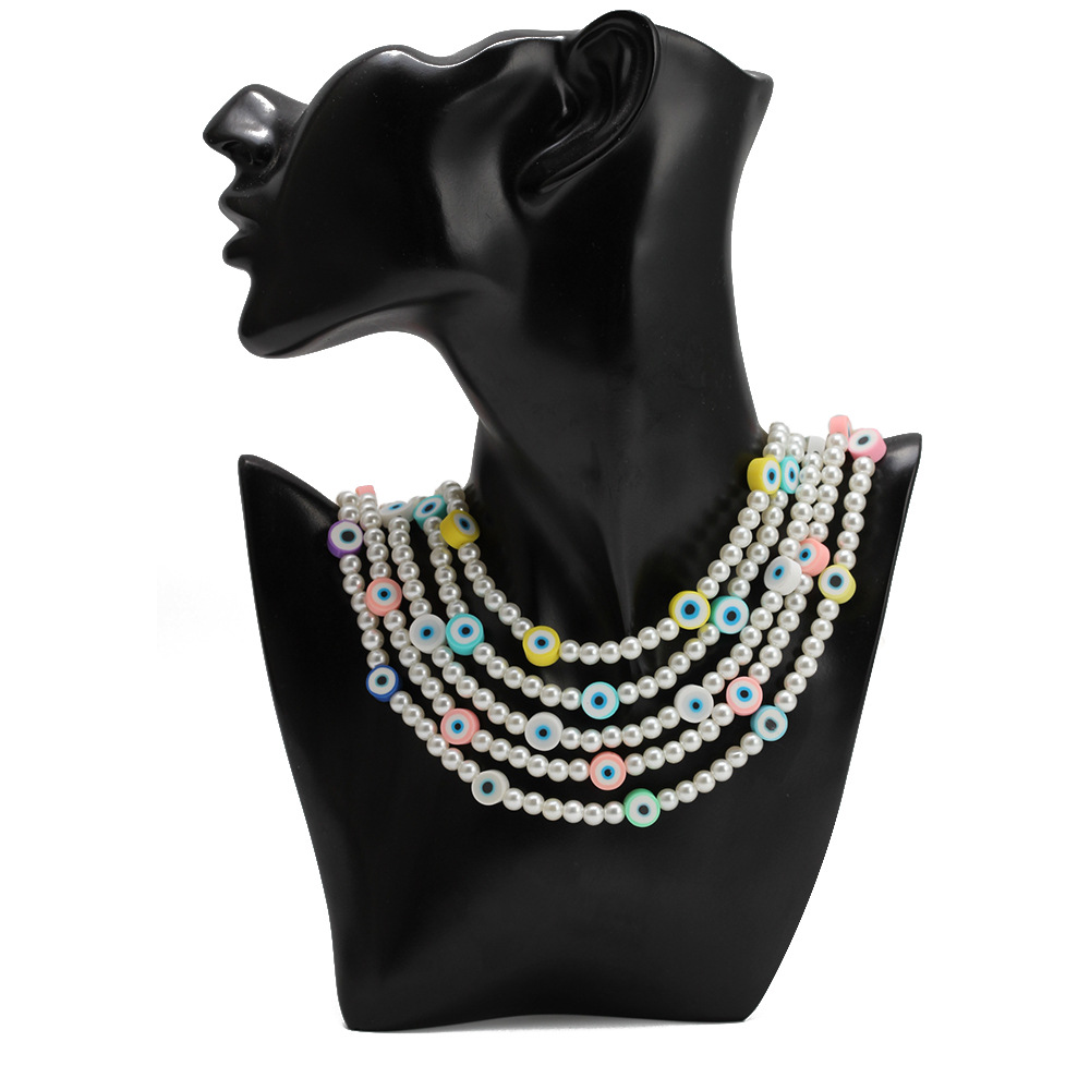 Simple Style Eye Beaded Copper Necklace 1 Piece