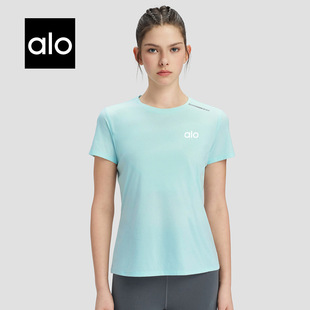 Alo Summer Hot Sale Round Neck Quick-Drying T-Shirt Sports Fitness Yoga Running Night Countdown Wear-Resistant Elasticity