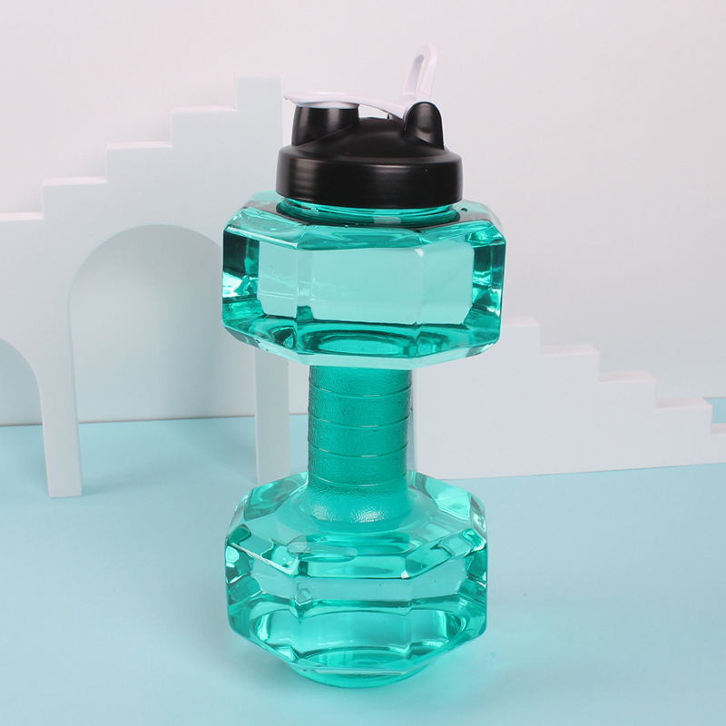 ダンベル型フィットネスアウトドア携帯ウォーターボトル プラスチック製2.6L スポーツスペースボトル 直飲みハンドル付き蓋付きカップ ダンベル型ウォーターボトル|undefined