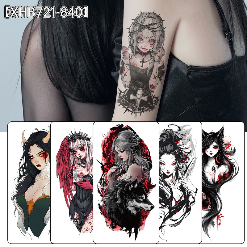 Cross-Border New Color Half-Arm Tattoo Stickers Anime Geisha Waterproof Disposable Tattoo Sexy Calf Tattoo Stickers