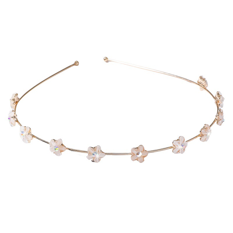Diadema de flor de cristal de estilo coreano dulce diadema delgada diadema de aleación de estilo coreano lavado facial presión pinza de pelo accesorios para el cabello transfronterizos
