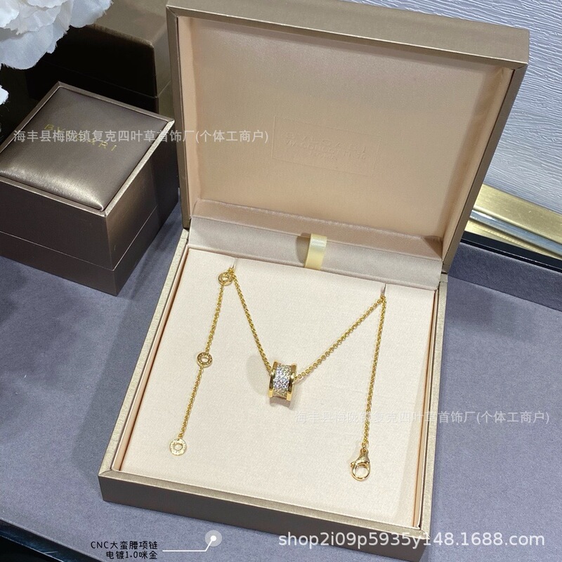 宝格弹簧项链小红人同款陶瓷边钻大小蛮腰V金CNC精工925银厚镀18K|undefined