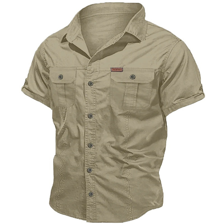 Hombres de verano sólido japonés cuello suelto de manga corta estilo americano sólido versátil chaqueta casual chaqueta de hombre
