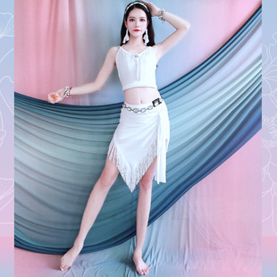 Belly Dance Clothing 2025 Spring and Summer V-Neck Backless Tassel Skirt Suit Oriental Dance Performance Clothing Practice Clothing for Kidsren