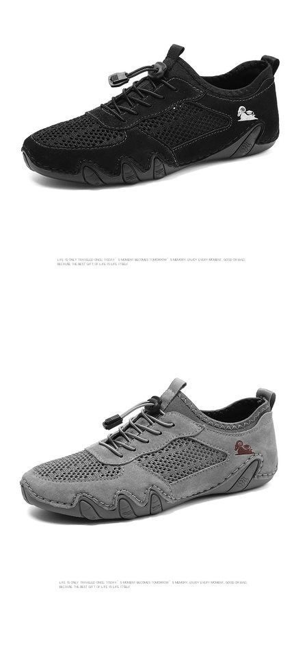 Giày lười nam da thật phối lưới thoáng khí, đế cao su, form cỡ lớn — G8066 màu kaki, G8066 màu xám, G8066 màu đen, Z8066 màu kaki chi tiết 26